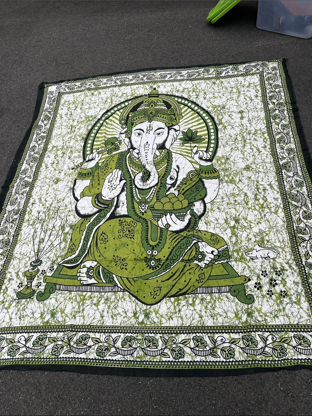 Green Ganesha Wall Tapestry - Decorative Home Wall Decor